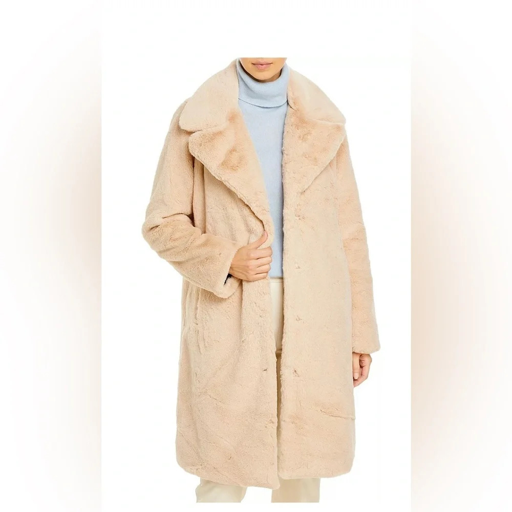 NWT Aqua Faux-Fur Coat With Wide Lapels - 100% Exclusive. Size Large.